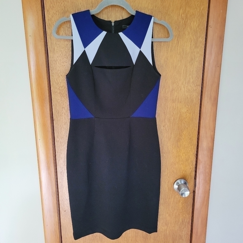 NWOT BCBG Max Azria Karin Blue/Black Sleeveless Shift Dress